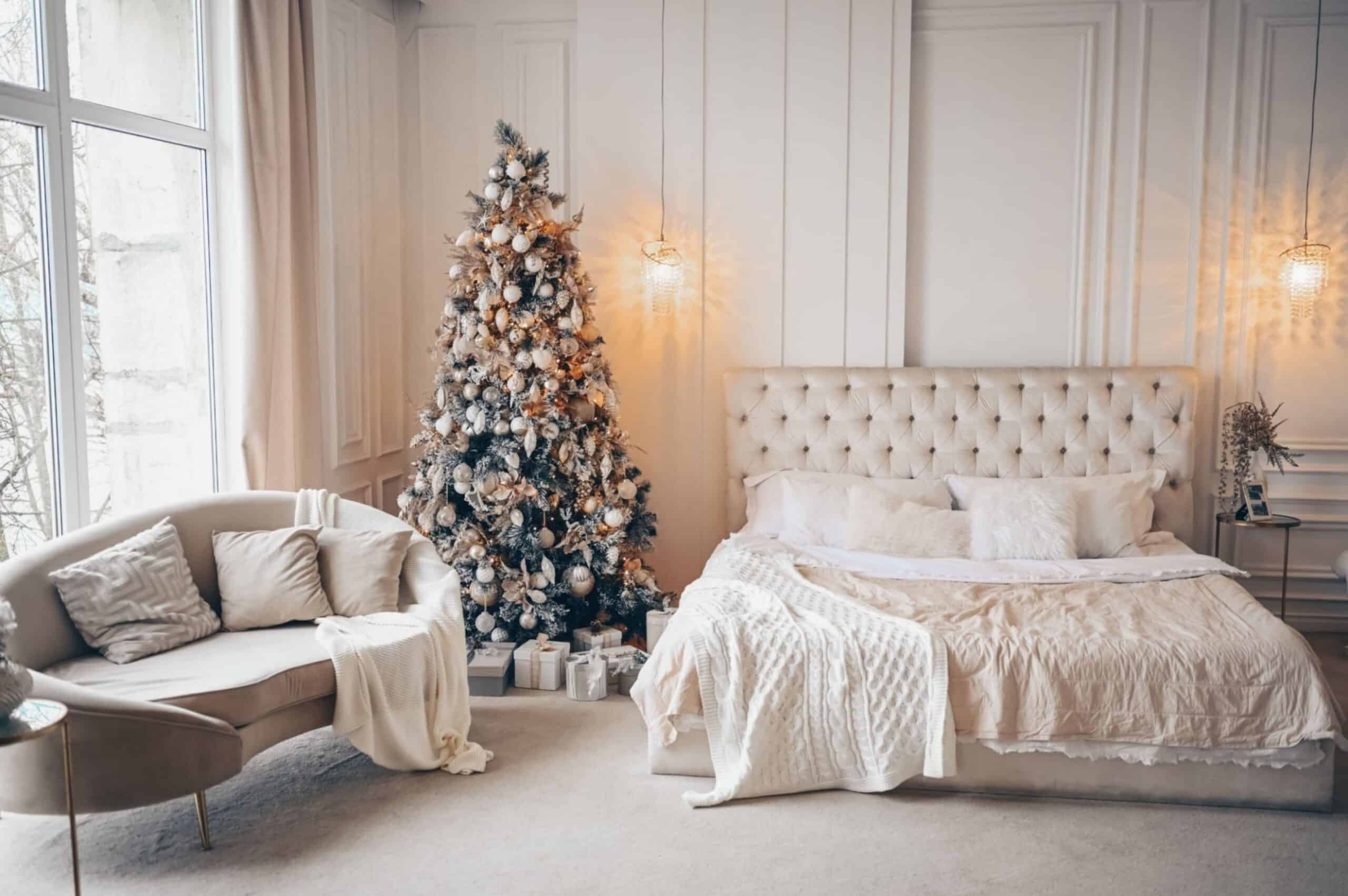 classic New Year's bedroom holiday interior