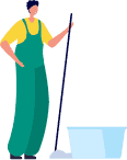 Holding Mop and bucket