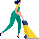 Woman pushing vacuum