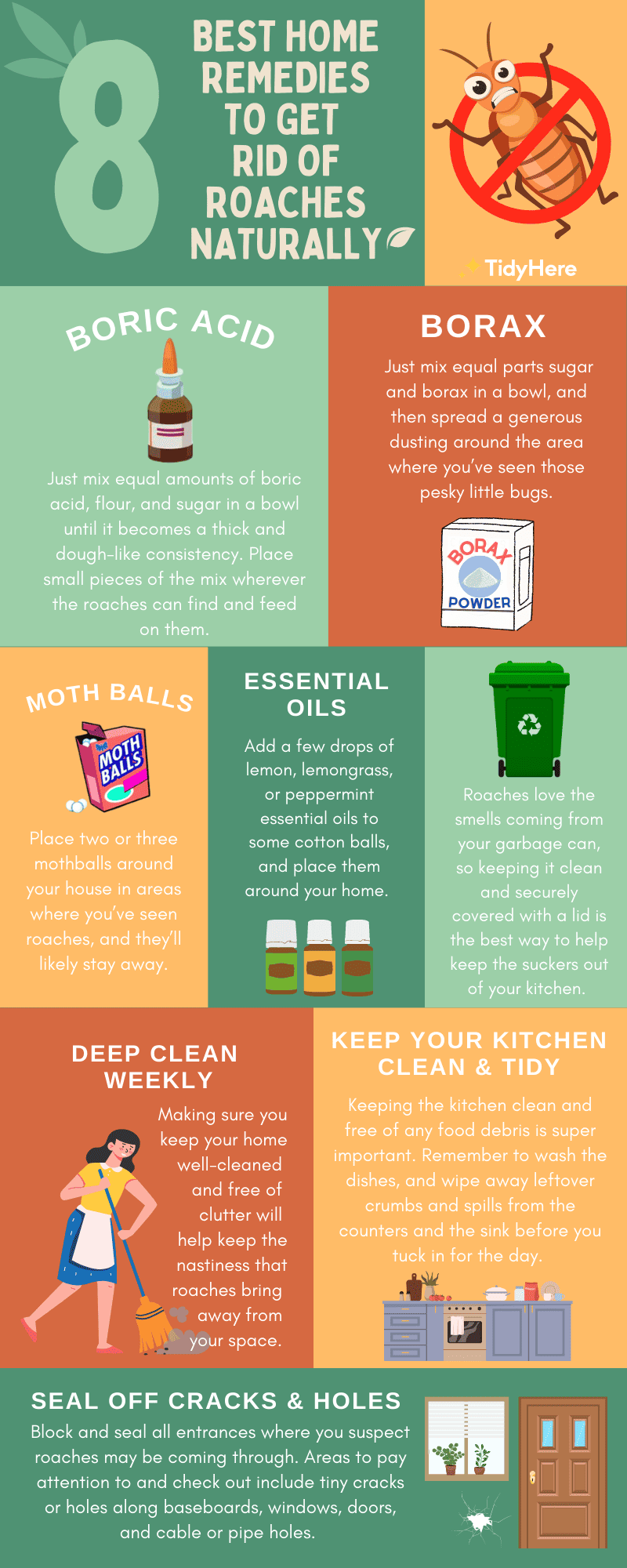 How to Get Rid of Roaches Naturally Tidyhere Infographic