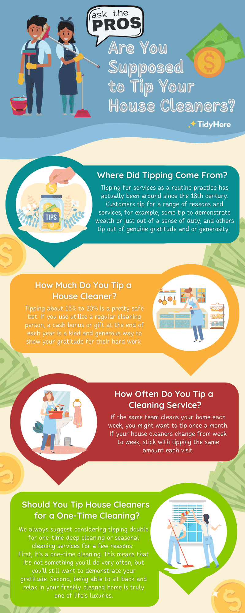 Ask the Pros: Are You Supposed to Tip Your House Cleaners? TidyHere Infographic