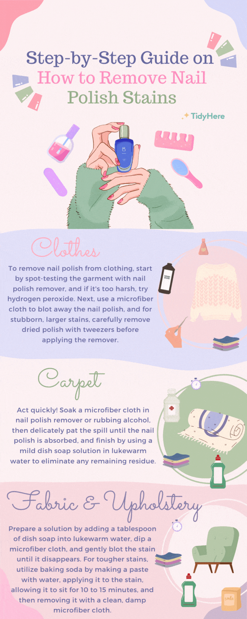 Step By Step Guide on How to Remove Nail Polish Stains Tidyhere Infographic