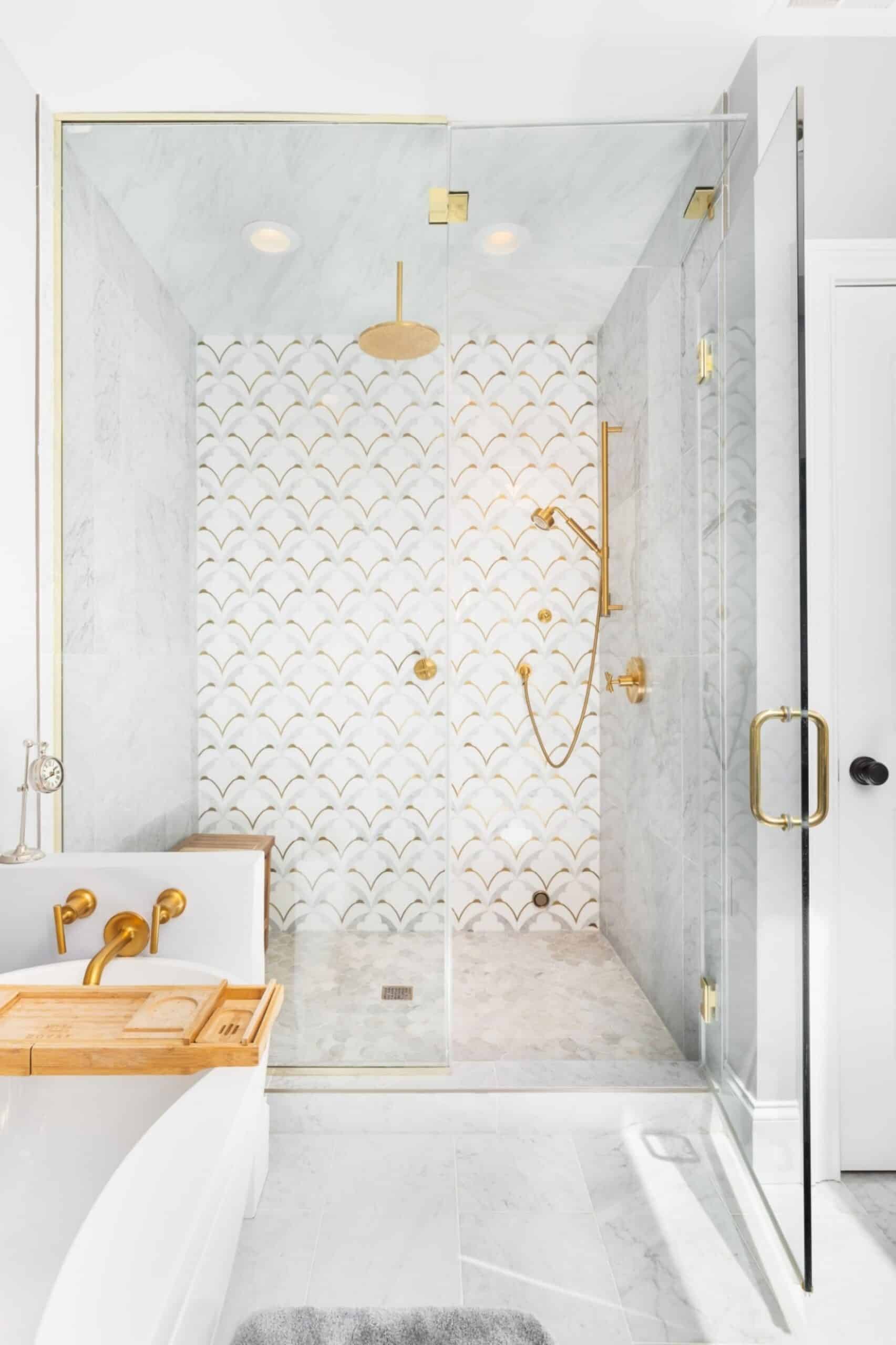 How to Clean Glass Shower Doors Tidyhere Image of a Modern Bathroom With Gold Accent