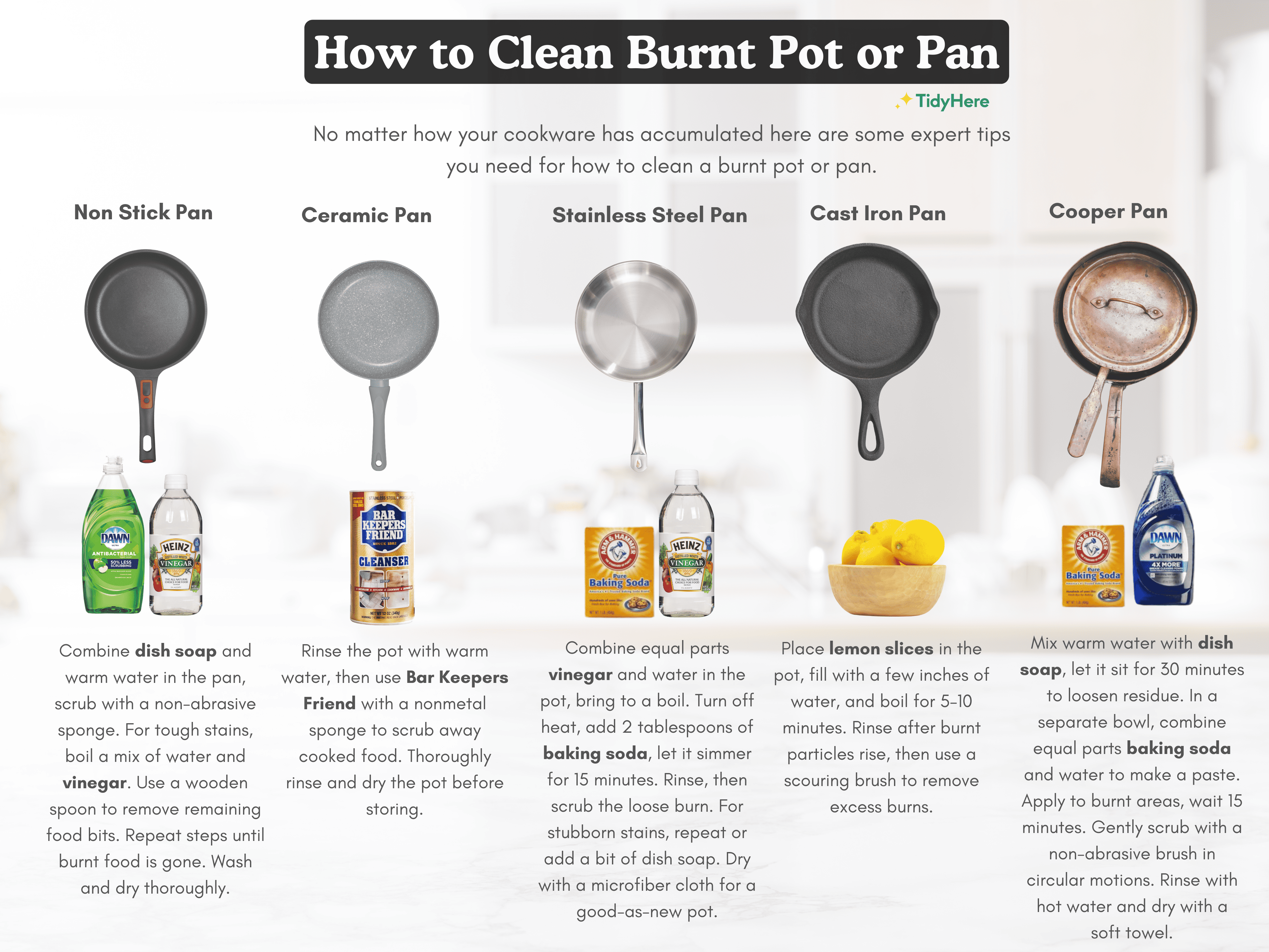 How to Clean a Burnt Pot or Pan Tidyhere Infographic