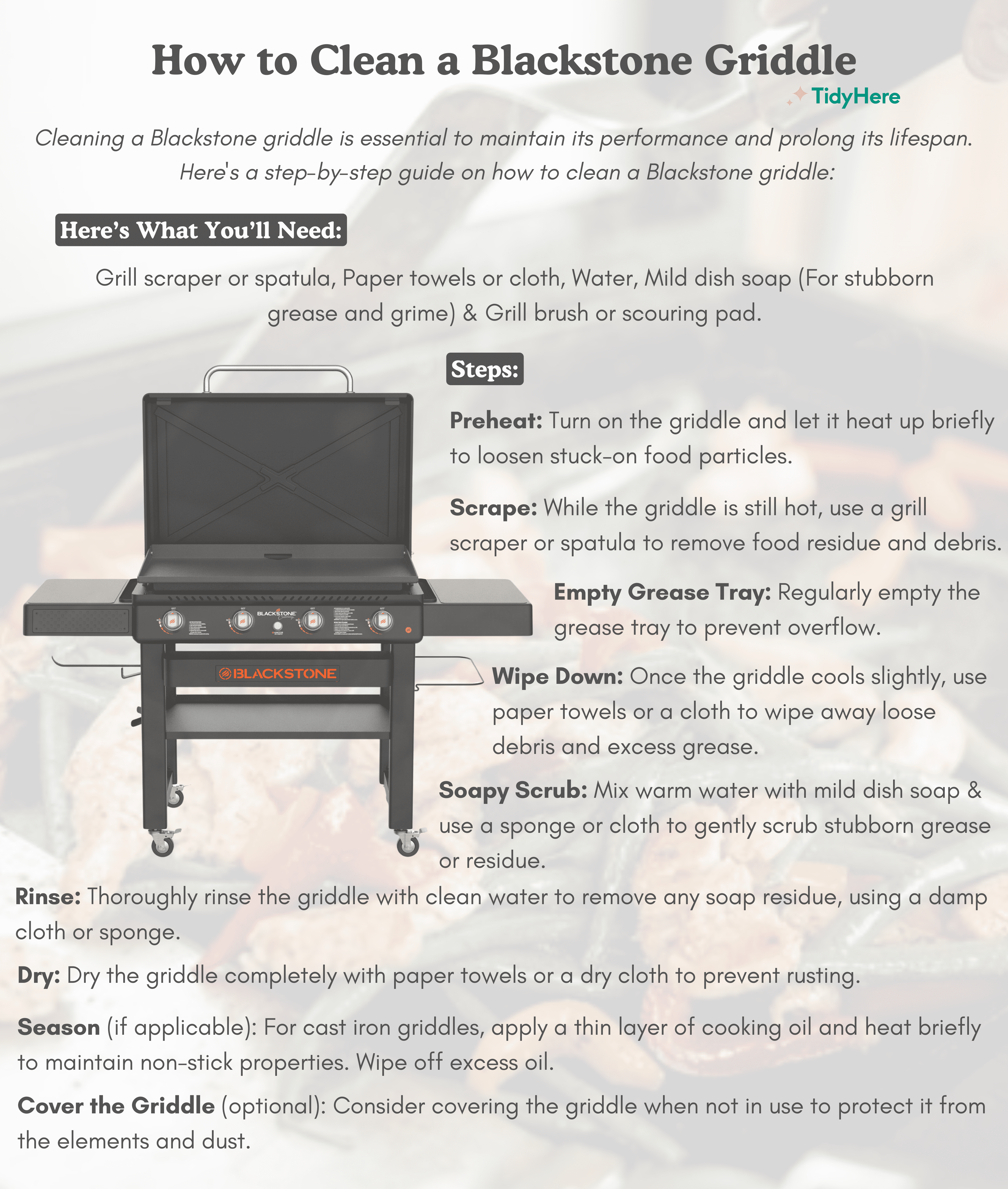 How to Clean a Blackstone Griddle Tidyhere Infographic