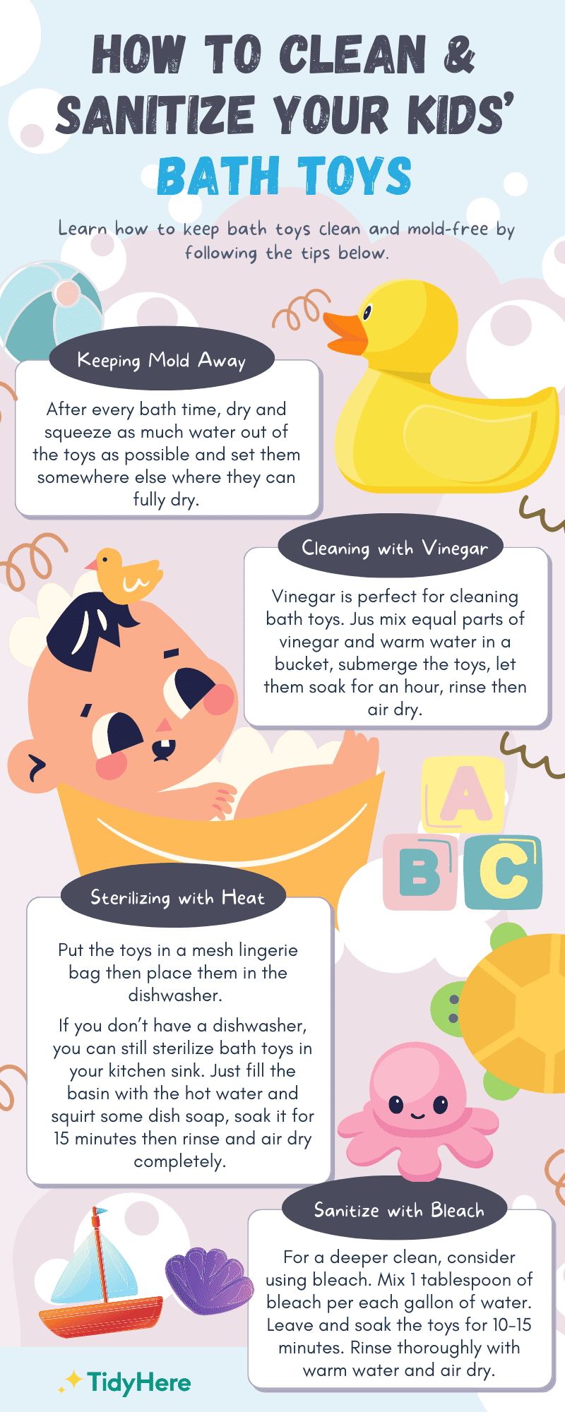 How to Clean Bath Toys Tidyhere Infographic