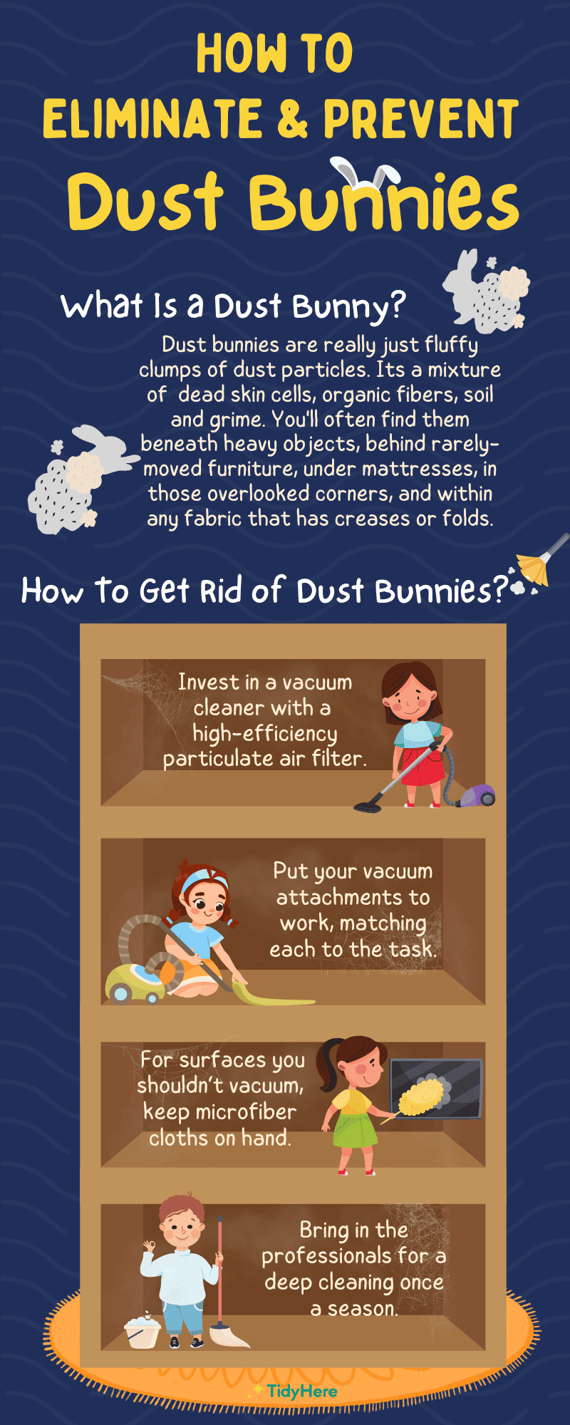 How to Eliminate and Prevent Dust Bunnies for Good Tidyhere Infographic