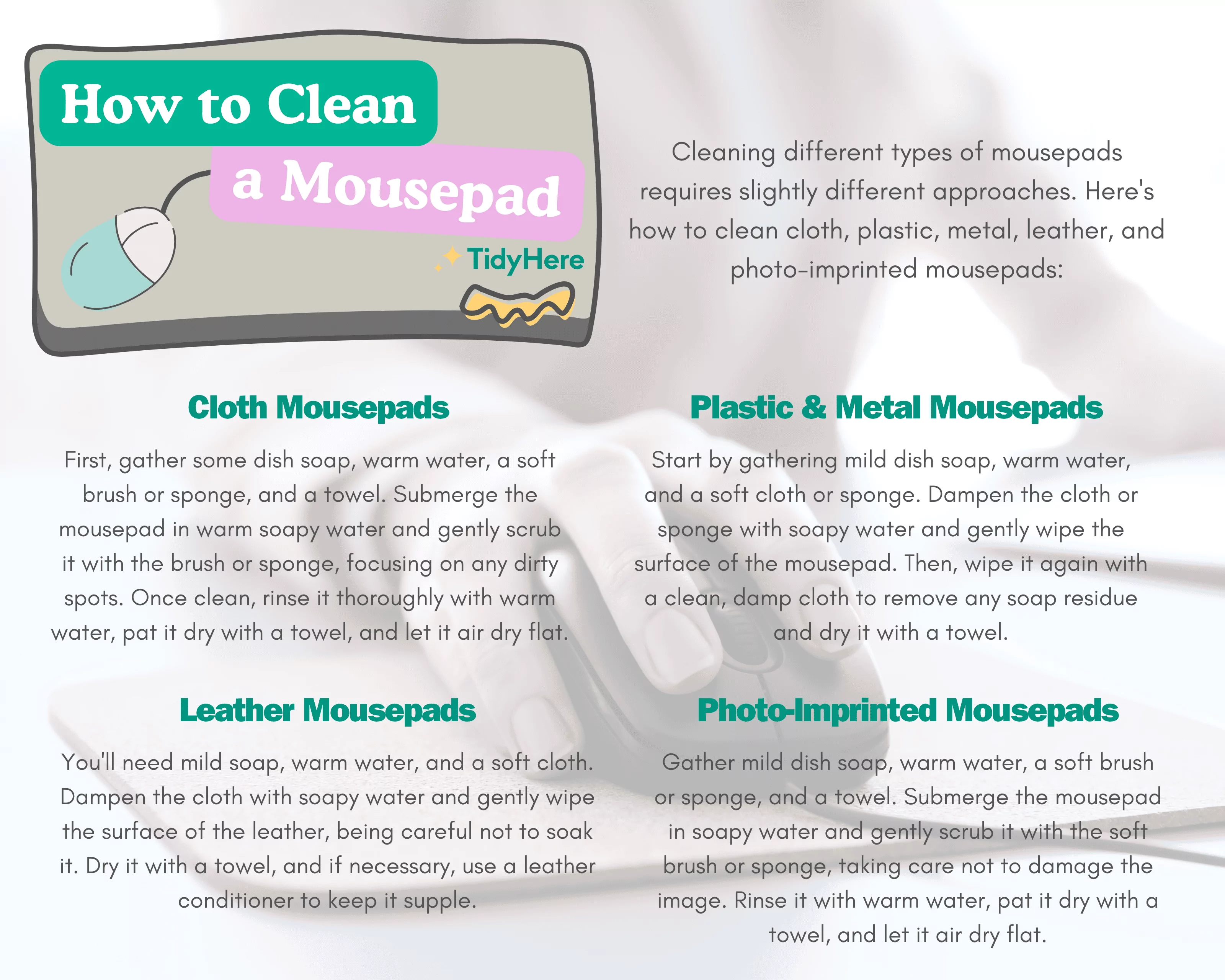 How to Clean a Mousepad Tidyhere Infographic